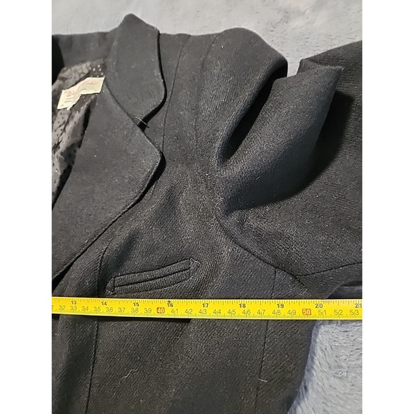 Vtg Women's WAH MAKER Button Down Lightweight Wool Coat Black Large USA Made - Picture 11 of 12